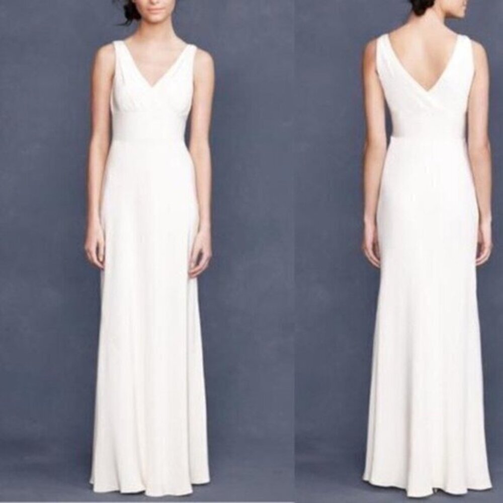 J. Crew Sophia Ivory Silk Tricotine Gown Dress Size 0 MSRP $475